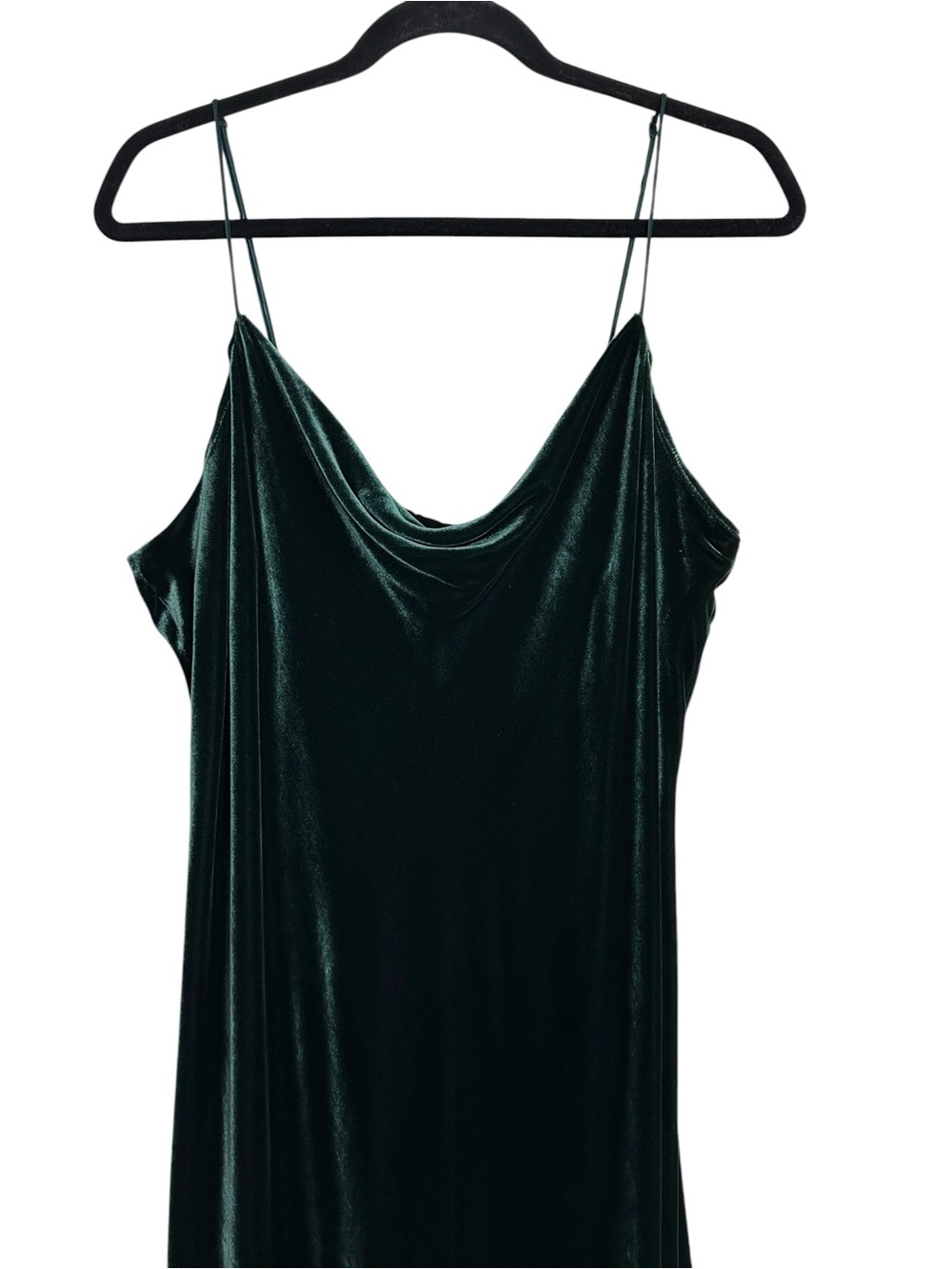 BANANA REPUBLIC Rita Velvet Maxi Dress XL Green Silk Blend Cowl Neck Bias Cut - Picture 3 of 15